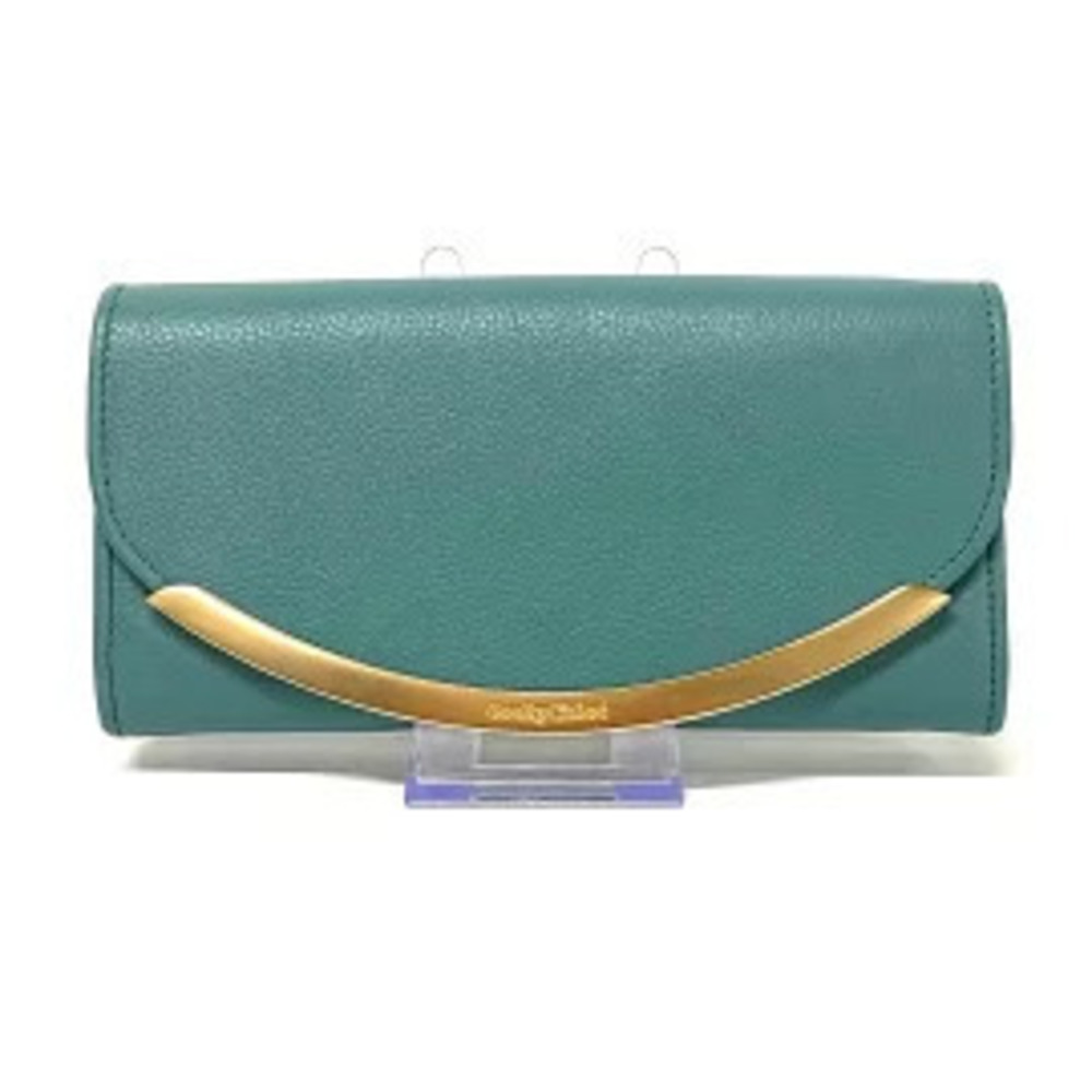 Chloe Lizzie Long Wallet Blue x Gold Leather Metal
